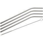 Lot de 4 pailles incurves en inox avec goupillon 24 cm fackelmann bar concept