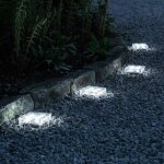 Lot de 4 pavs solaires en verre led clairage de chemin blanc large,