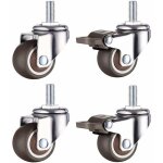 Lot de 4 petites roulettes pour meubles - 50 mm - caoutchouc souple tpe (2 pi�ces avec frein) (50 mm) ...