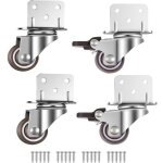 Lot de 4 petites roulettes pivotantes pour meubles, 25 mm avec frein, plaque en l (25 mm)