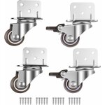 Lot de 4 petites roulettes pivotantes pour meubles, 25 mm avec frein, plaque de montage en l, convient ...