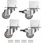 Lot de 4 petites roulettes pivotantes pour meubles, 25 mm avec frein, plaque de montage en l, convient ...