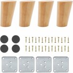 Lot de 4 pieds de meuble en bois, 8 cm pieds de canap de rechange, table basse jambes, pour lit, placard, ...