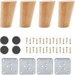 Lot de 4 pieds de meubles en bois de 8 cm, pieds de canap de remplacement avec accessoires (conception ...