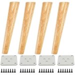 Lot de 4 pieds pour meubles en bois inclin� pieds de table avec plaques de montage et vis - 30cm