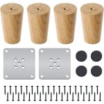 Lot de 4 pieds de meubles en bois massif droits de 8 cm avec plaque de montage, vis et tapis antid�rapants ...