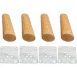 Lot de 4 pieds de meubles en bois massif inclin� 15cm, pieds de rechange avec plaque de montage et vis ...