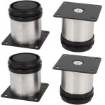 Lot de 4 pieds de meuble de cuisine en acier inoxydable - réglables - ronds - 50 x 50 mm Lot de 4 pieds de meuble de cuisine en acier inoxydable - réglables - ronds - 50 x 50 mm