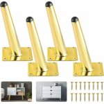 Lot de 4 pieds de meubles dor�s de 15, 2 cm en laiton - pieds de comptoir obliques coniques pour canap�, ...