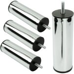 Lot de 4 pieds de meuble, droits, chrom�s argent�s, hauteur 13 cm