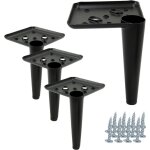 Lot de 4 pieds de meuble, �pingle, noir mat, hauteur 13 cm