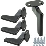 Lot de 4 pieds de meuble loft, noir mat, hauteur 12 cm
