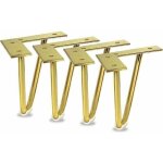 Lot de 4 pieds de meubles en m�tal dor� de 15, 2 cm pour armoire, meuble tv, commode, projet de bricolage ...