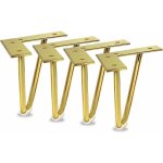 Lot de 4 pieds de meubles en m�tal dor� de 15, 2 cm pour armoire, meuble tv, commode, projet de bricolage ...