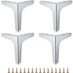 Lot de 4 pieds meuble m�tal moderne pour canap� chaise table armoire commode lit angle robuste argent ...
