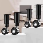 Lot de 4 pieds de meubles r�glables pieds de chaise pivotants avec roulettes pour table support tv noir ...