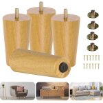 Lot de 4 pieds de meubles ronds en bois massif de 4 pouces, robustes, avec niveleur, pieds de remplacement ...