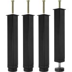 Lot de 4 pieds pour sommier  lattes mtal pied de lit  visser, hauteur rglable de 0 - 20 mm, pied ...