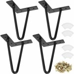 Lot de 4 pieds de table basse industrielle, pied pingle 15cm / 6in, hairpin legs support de table en ...
