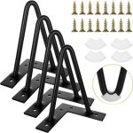 Lot de 4 pieds de table en �pingle � cheveux 15 cm, pied de table basse metal noir avec des vis, pied ...