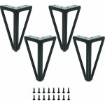 Lot de 4 pieds de table en mtal noir - pieds de meubles interchangeables - pour table basse / tv / canap ...