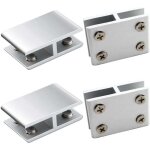 Lot de 4 pince � verre clips a verre en alliage d'aluminium pour fixation de verre sur les deux c�t�s ...
