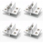 Lot de 4 pinces � verre en forme de t avec support en verre pour fixation sur 3 panneaux lat�raux, douche, ...