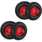 Lot de 4 roues de diable 4. 10 / 3. 50 - 4, pneus de rechange, axe de 16 mm, 136 kg max. , 260x85 mm, ...