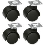 Lot de 4 roulettes meubles 39mm nylon - 25kg / roue platine acier pour chaises bureau & tables basses ...