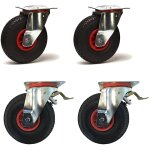 2gt roues et roulettes - lot de 4 roulettes pivotantes et freins pneu gonflable 3. 00 - 4 - 405 kg