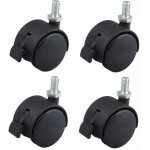 Lot de 4 roulettes pivotantes pour meubles de 40 mm avec frein, fixation par vis en nylon noir m8 x 15, ...