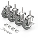 Lot de 4 roulettes pivotantes pour meubles � tige filet�e avec freins - 75mm jusqu'� 120kg 10 x 1, 5 ...