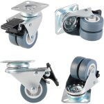 Lot de 4 roulettes robustes en caoutchouc avec frein pour meubles, table, chariot, �tabli, garage 50 ...