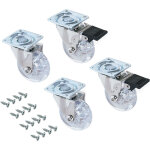 Emuca - lot de 4 roulettes slip transparente avec pl�tine de montage, diam�tre 50mm, acier et plastique ...