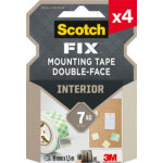 Lot de 4 rubans d?assemblage double face pour un usage int�rieur scotch - fix?, 19 mm x 1, 5 m, 1 rouleau ...