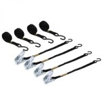 Lot de 4 sangles d'arrimage � cliquet et 2 crochets s - 25 mm x 5 m - noir - linxor