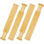 Lot de 4 s�parateurs de tiroir, bambou, diviseur de meuble r�glable pour couverts, bureau, 6 1. 556 cm, ...
