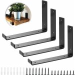 Lot de 4 supports d'tagre robustes en mtal noir pour tagre d'chafaudage (20 x 14 cm)