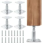 Lot de 4 supports de poteau r�glables en hauteur, supports de poteau galvanis�s, galvanis�s, avec 16 ...