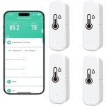 Lot de 4 thermom�tres et hygrom�tres sans fil ? capteurs wi - fi de temp�rature et d?humidit� avec notificatio ...