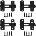 Lot de 4 verrous inox loquets de porte serrure coulissante noir avec vis pour porte vitrine cave cave ...