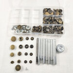 Lot de 40 boutons - pression sans couture avec 9 outils de fixation en m�tal pour cuir, jeans, couture, ...