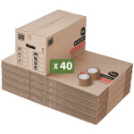 Lot 40 cartons d�m�nagement premium - 60 x 30 x 30 cm - extr�me r�sistance 25 kg - r�utilisables - double ...