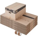 Lot 40 cartons d�m�nagement l larges - 40 x 60 x 40 cm - poign�es renforc�es - 2 adh�sifs offerts