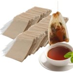 Lot de 400 sachets de th� jetables avec cordon de serrage ? sachets filtres biod�gradables en papier ...