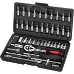 Lot de 46 coffret douille cliquet 1 / 4  le chrom�, ensemble de cl�s � cliquet et cliquets adapt� pour ...