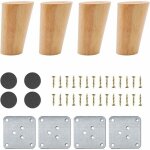 Lot de 4pcs 10 cm(conception inclin�e)pieds de meuble en bois, pieds de canap� de rechange, table basse ...