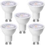 Lot de 5 ampoules led gu10 6 w (�quivalent � 60 w), blanc chaud 3000k 500 lumens, ampoule led gu10 120� ...