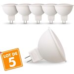 Lot de 5 ampoules led gu5. 3 mr16 5w eq 40w temp�rature de couleur: blanc neutre 4000k
