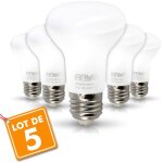 Eclairage design - lot de 5 ampoules led spot r63 e27 9w eq 60w temp�rature de couleur: blanc chaud 2700k ...